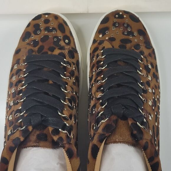 NEW 10 JOIE CALF HAIR Leopard Print STUDDED black brown SNEAKERS SHOES 40 NWT - Picture 8 of 8